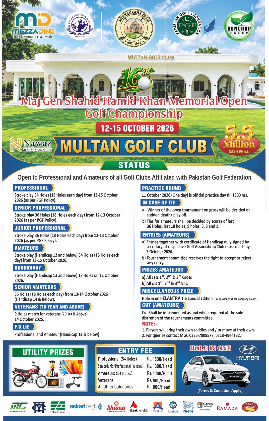16TH MAJ GEN SHAHID HAMID MEMORIAL OPEN GOLF CHAMPIONSHIP
